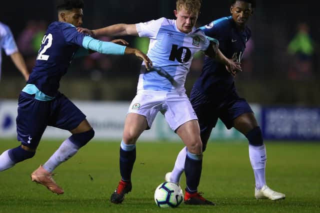 Willem Tomlinson in action for Blackburn Rovers against Tottenham in the Premier League 2.