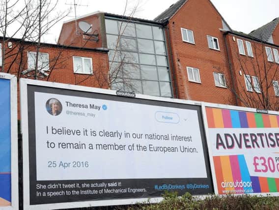 Theresa May Brexit billboard.