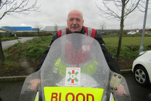 Jim McRury, who had to have a heart transplant and now volunteers with Nottinghamshire Blood Bikes.