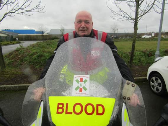 Jim McRury, who had to have a heart transplant and now volunteers with Nottinghamshire Blood Bikes.