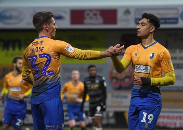 Picture Andrew Roe/AHPIX LTD, Football, EFL Sky Bet League Two, Mansfield Town v Macclesfield Town, One Call Stadium, 02/02/2019, K.O 3pm

Mansfield's Tyler Walker celebrates his goal with Danny Rose

Andrew Roe>>>>>>>07826527594