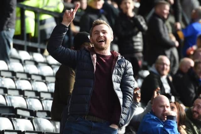 Mansfield Town fans at Notts County ahead of kick-off.