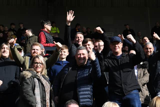 Mansfield Town fans at Notts County ahead of kick-off.