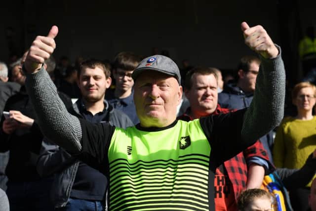Mansfield Town fans at Notts County ahead of kick-off.
