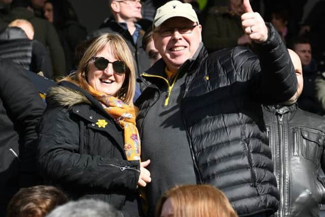 Mansfield Town fans at Notts County ahead of kick-off.