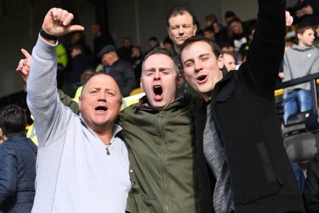 Mansfield Town fans at Notts County ahead of kick-off.