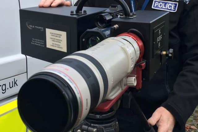 This is a new type of mobile speed gun which can capture your car speeding up to a mile away.