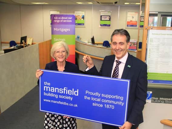 Mayor Kate Allsop with Gev Lynott, Chief Executive and Director. of the Mansfield Building Society