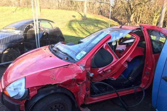 The Ford KA has been cut to pieces.