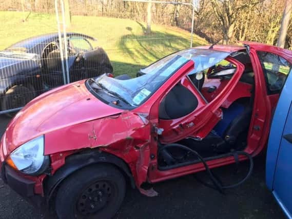 The Ford KA has been cut to pieces.