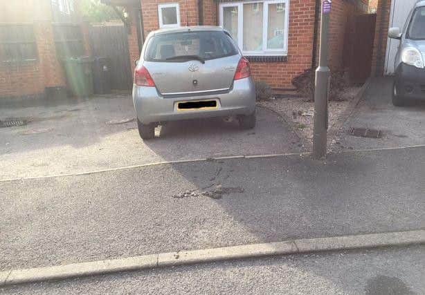 The trail of slurry left behind after workers dug up Mr Smith's driveway.