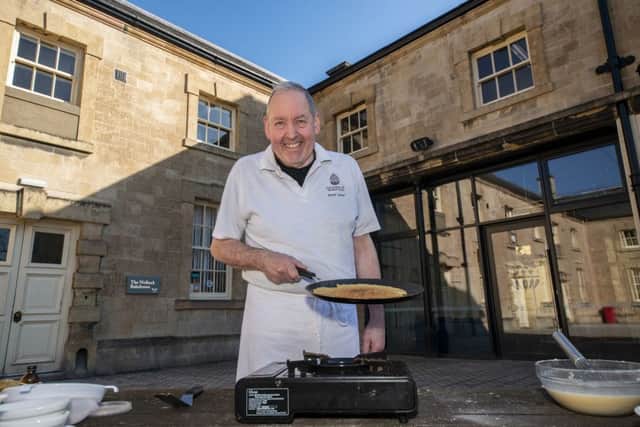 Vegan pancake cooking demonstration with David Carter of Welbeck School of Artisan Food