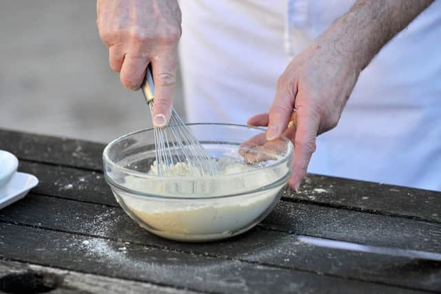 Vegan pancake cooking demonstration with David Carter of Welbeck School of Artisan Food