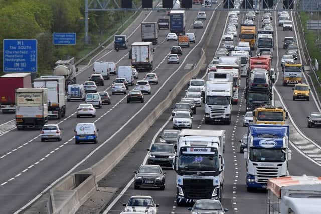 Traffic on the M1 before junction 33.