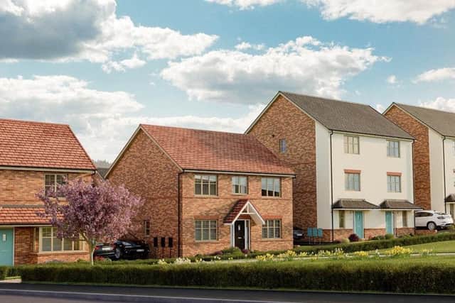 An artists impression of the housing development at Klyppr Village in Clipstone.