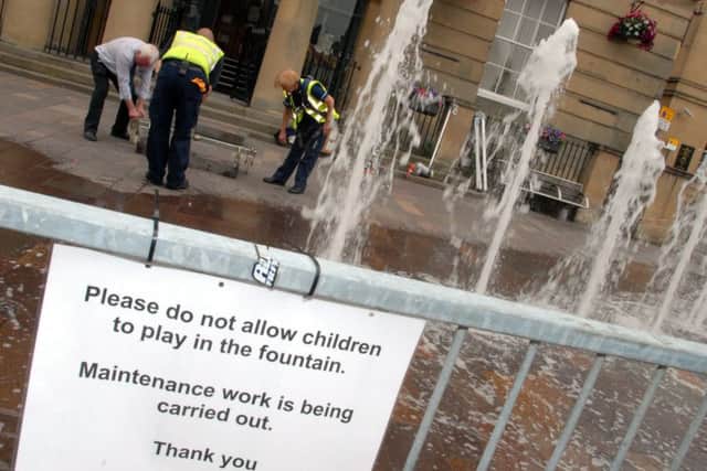 The fountains in Mansfield Market Place