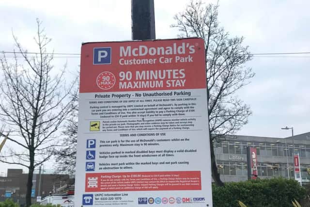 The parking restrictions at McDonald's in Sutton town centre.