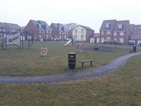The children's parknear Woodlark Close was set on fire deliberately by young people, according to the force.