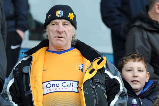 Mansfield Town fans ahead of kick-off against Cheltenham Town.