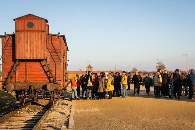 Students walked in the footsteps of of those who arrived at the camp