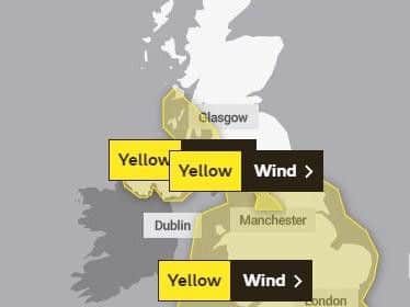 A yellow weather warning is in place for most of the country. Picture courtesy of the Met Office