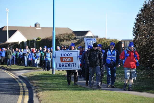 March for Leave sets off from Seaton Carew, Hartlepool, on the second day of the march to London.