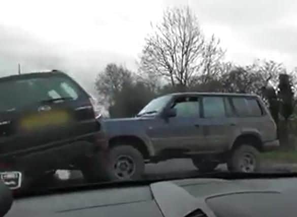 Masked men ram hunt sabs car near Southwell.