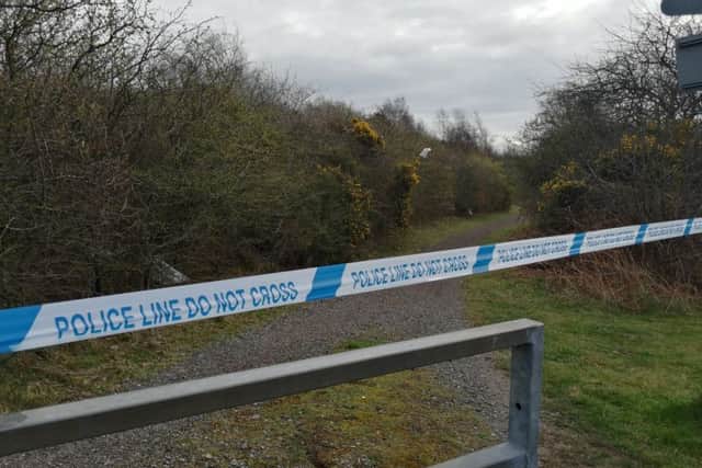 A cordon was set up on a path linking Ransom Wood Business Park to the woods near Rainworth Bypass.