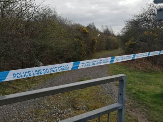 A cordon was set up on a path linking Ransom Wood Business Park to the woods near Rainworth Bypass.