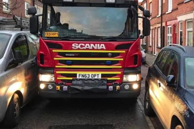 An example of an obstructed fire engine.