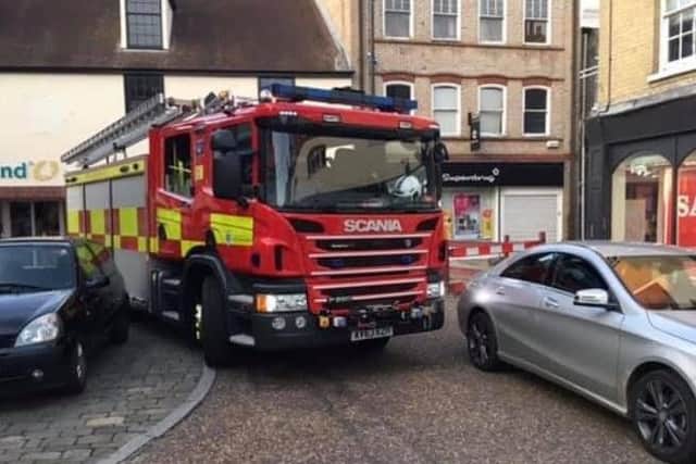 An example of an obstructed fire engine.