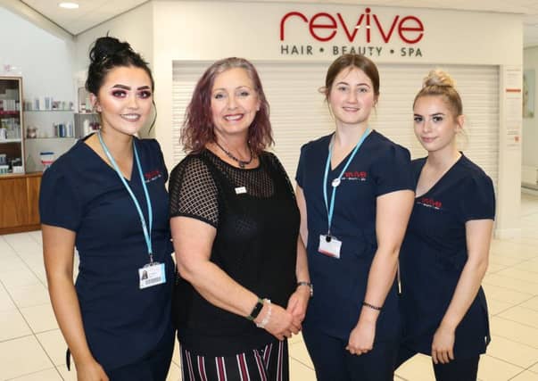 Former student Louise Summerscales with current spa therapy students at West Nottinghamshire College, from left: Alicia Anthoney, Emily Cotton and Chloe Drury