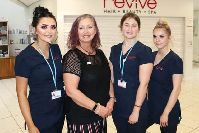 Former student Louise Summerscales with current spa therapy students at West Nottinghamshire College, from left: Alicia Anthoney, Emily Cotton and Chloe Drury