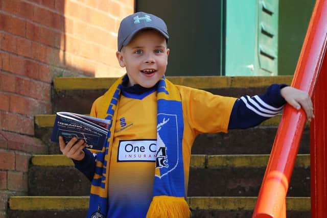 Mansfield Town fans at Exeter ahead of kick-off.