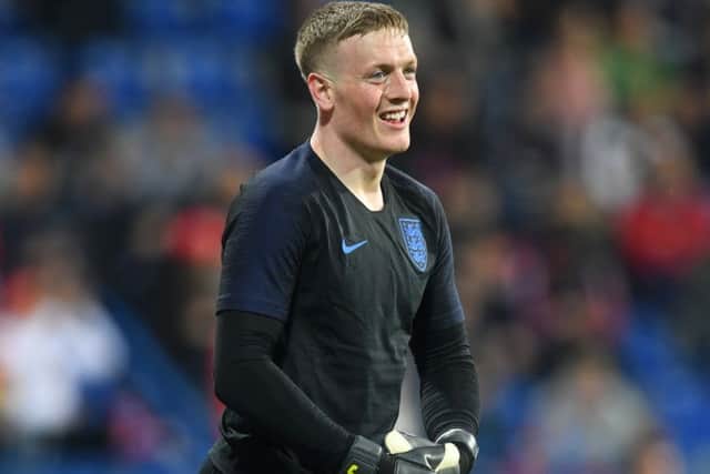 Jordan Pickford before England's match in Montenegro. (Photo by Michael Regan/Getty Images)