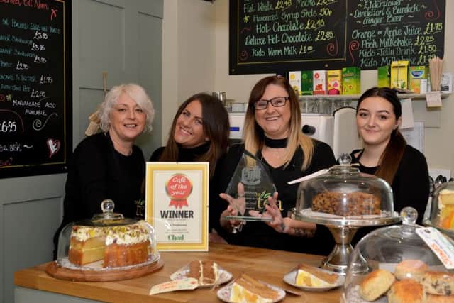 Chad Cafe of the Year winner, The Teahouse, Carr Bank Park, Mansfield.  Picture includes manager Joanne Keyworth, Tracy Hollingsworth,  Sara Northall and Shannon Bates