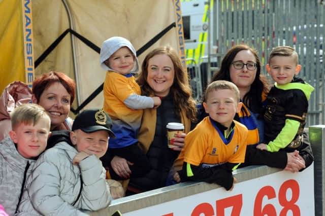 Mansfield Town fans ahead of the kick-off against Cambridge.