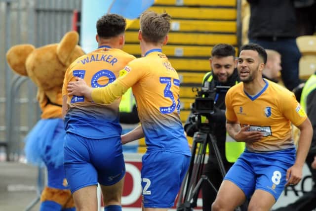 The Stags celebrate their second half goal.