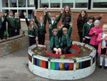 Pupils in years two and five at Mansfields High Oakham Primary School created a garden from waste materials