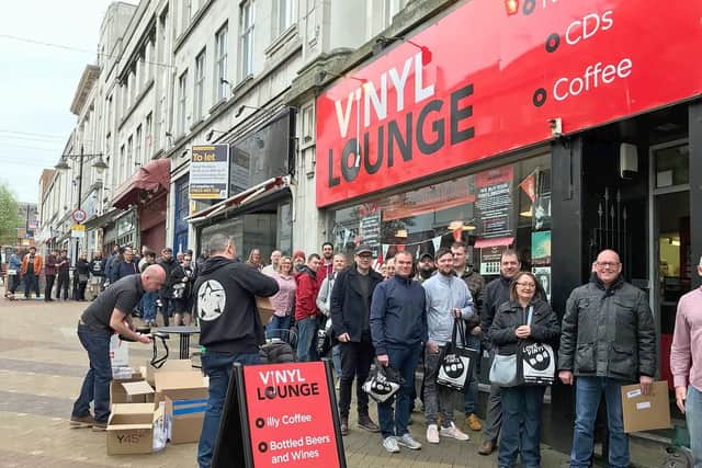 Fans queue up outside Vinyl Lounge for Record Store Day 2018.