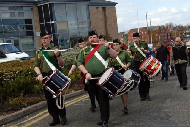 Procession led by Mansfield Corps of Drummers.