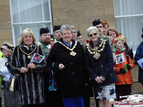 Civic dignitaries welcomed the parade to Mansfield.