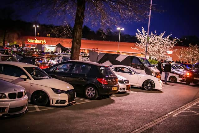 The Fast and Furious-style night time meet was held at a Nottingham supermarket