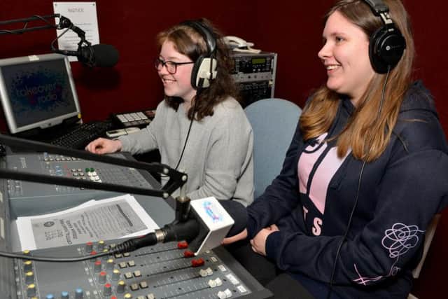 Ebony Patrick, 14 and Georgia Channer, 14 in the studio