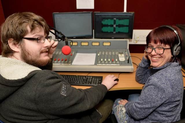 Cory Swinscoe and Sian Davies in the edit suite
