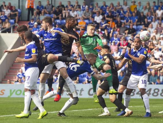 Action from Stags' 3-2 defeat at Oldham on Monday.