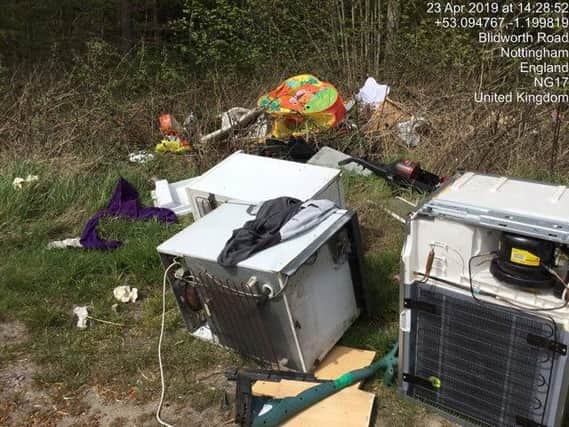 Three fridges and other household waste was foundBlidworth Road yesterday