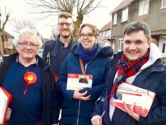 John Wilkinson, left, with members of the Hucknall Labour Party canvassing ahead of the local elections on May 2.