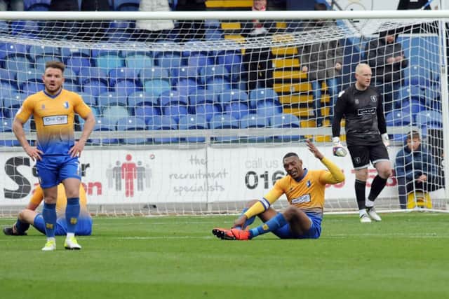 Despair in the Stags ranks as Stevenage go ahead late in the second half.