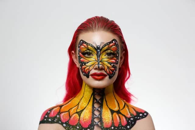Tiffany spends hours transforming her own body into various creations using make-up